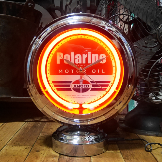 AMOCO ガスランプ ネオンクロック 置時計 アモコ GASLAMP NEON CLOCK　アメリカン雑貨