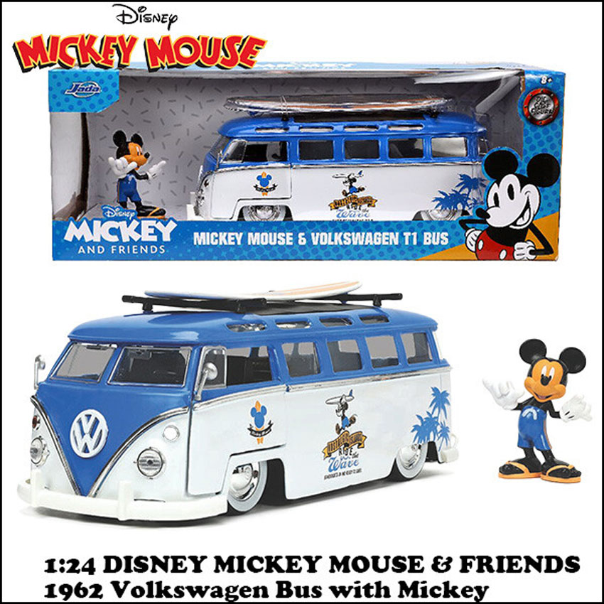 DISNEY レトロミニカー 1/24 JADA TOYS 1962 ワーゲン T1 BUS w/  ミッキーマウス ディズニー