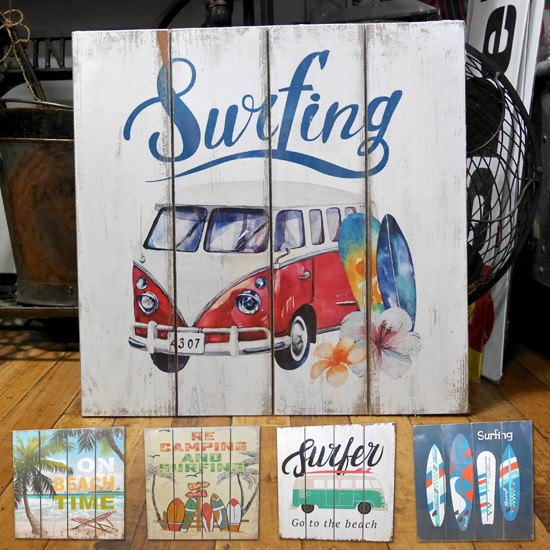 ハワイアン ウッドボード インテリア 木製看板 サーフバス ウォールプレート アメリカン雑貨