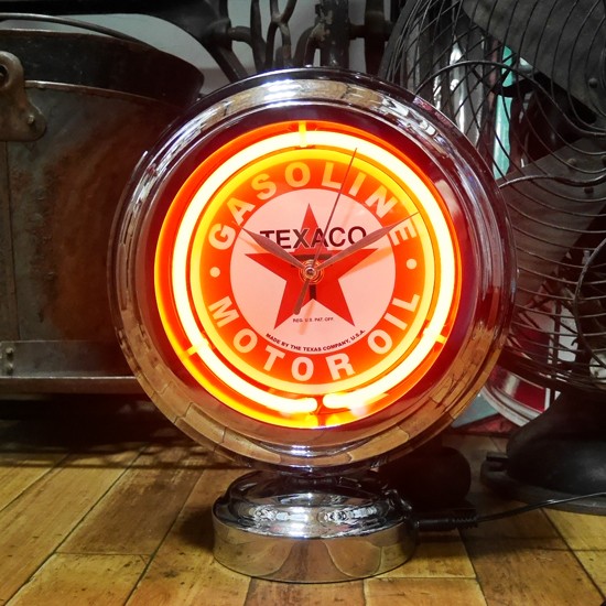テキサコガスランプ ネオンクロック　置時計　アメリカン雑貨